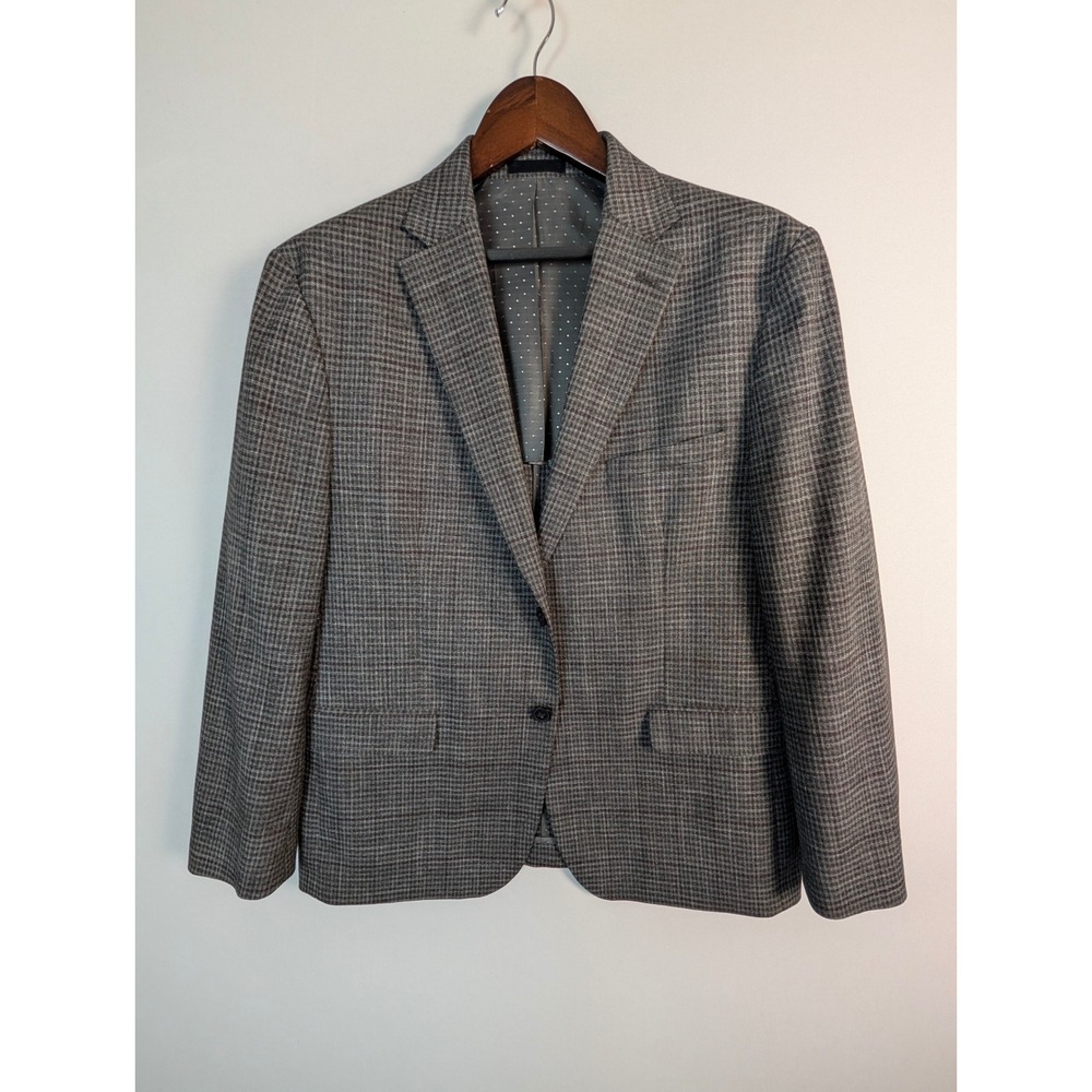 Michael Strahan Blazer Mens 46S Grey Plaid Unstructured Lightweight Dbl. Vent